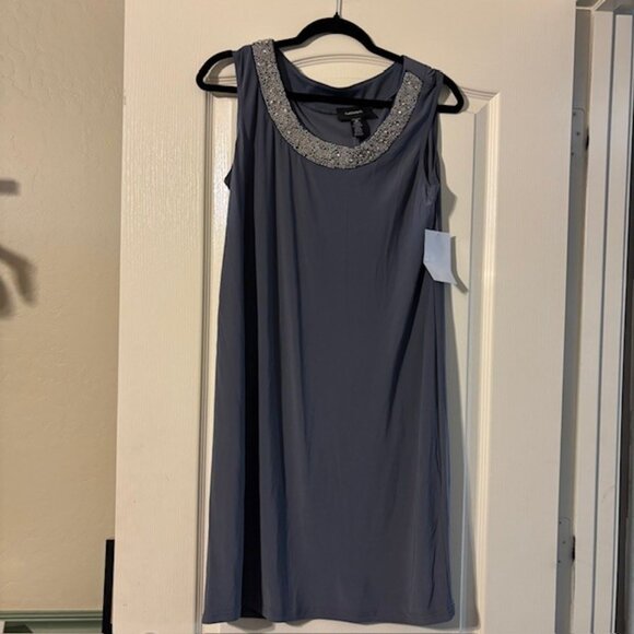 NWT Women's R&M Richards Women's Formal Beaded Jacket Dress, Charcoal SZ 10 - Picture 5 of 7